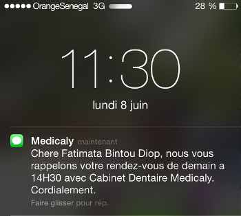 Notifications SMS vers vos patients